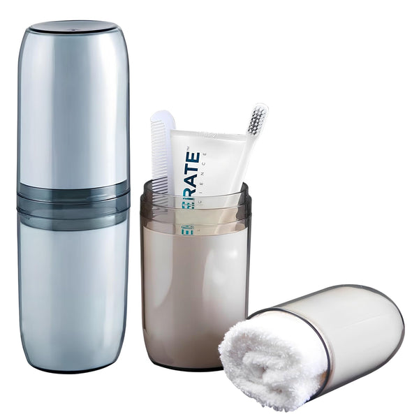 Rylae 2 Piece Travel Toothbrush Box, Multifunctional Portable, 4-in-1 Toothbrush Toothpaste Storage Cup, Sealed and Dustproof, Suitable for Home,
