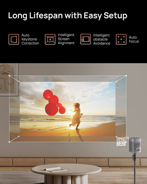 XGIMI MoGo 2 Mini Projector, 400 ISO Lumens Portable DLP Movie Projector, Smart HD, Auto Focus, Object Avoidance, Screen Adaption, with WiFi and Bluetooth, Android TV 11.0, Projector for Bedroom