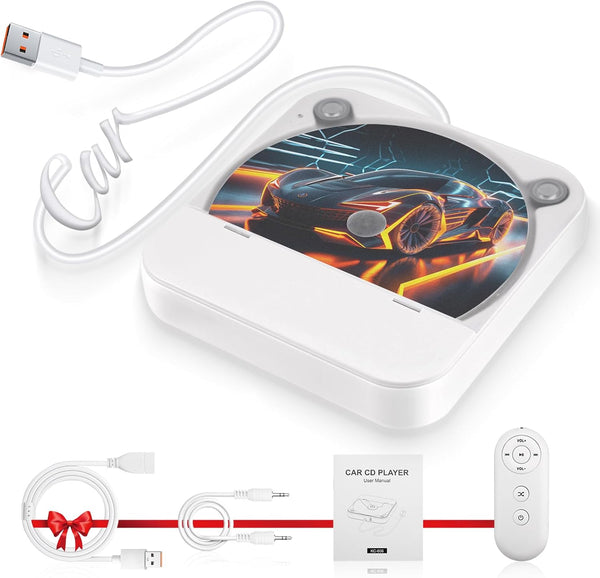 External Portable CD Player for Car, Car CD-Player USB Plug and Play, AUX Port, USB Extension Cable, Universal usb CD Car Player for Vehicle, Laptop, TV, Computer, Android 4.4 and Above Navigation