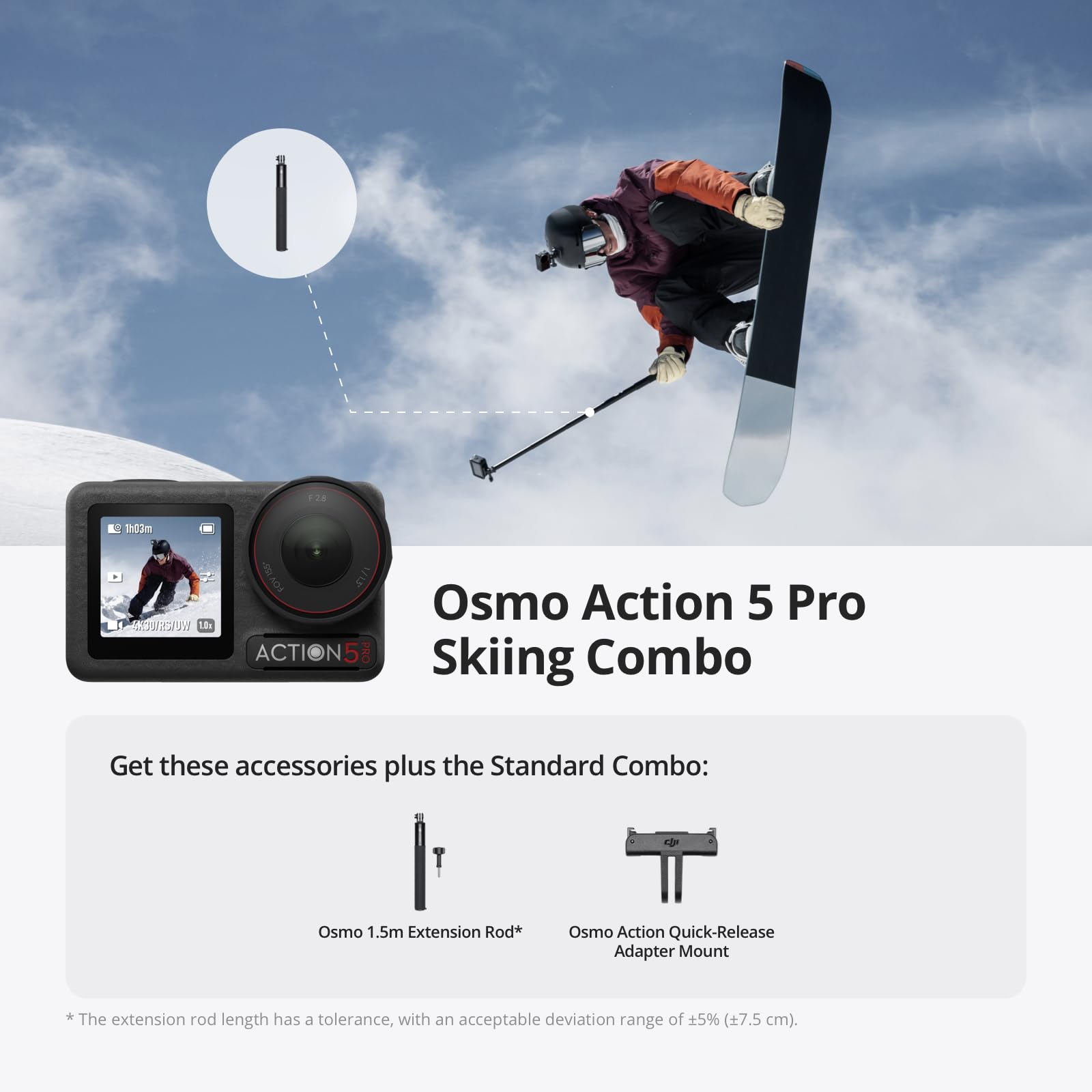 DJI Osmo Action 5 Pro Standard Combo, Waterproof Camera With 1/1.3" Sensor, 4K/120fps Video, Subject Tracking, Stabilization, Dual OLED Touchscreens, Action Camera 4K Ideal for Sports, Vlog