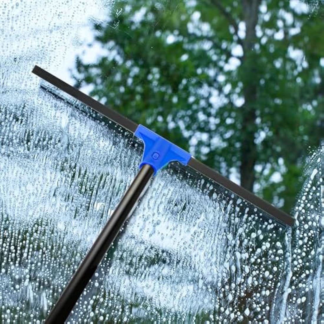 Floor Squeegee for Concrete and Tile Cleaning, 60 cm Rubber Squeegee Broom, Large Heavy Duty Outdoor squeegee patio 160 cm Long Handle, Cleaning Garage, Deck, Bathroom, Shower Glass, Window,Marble