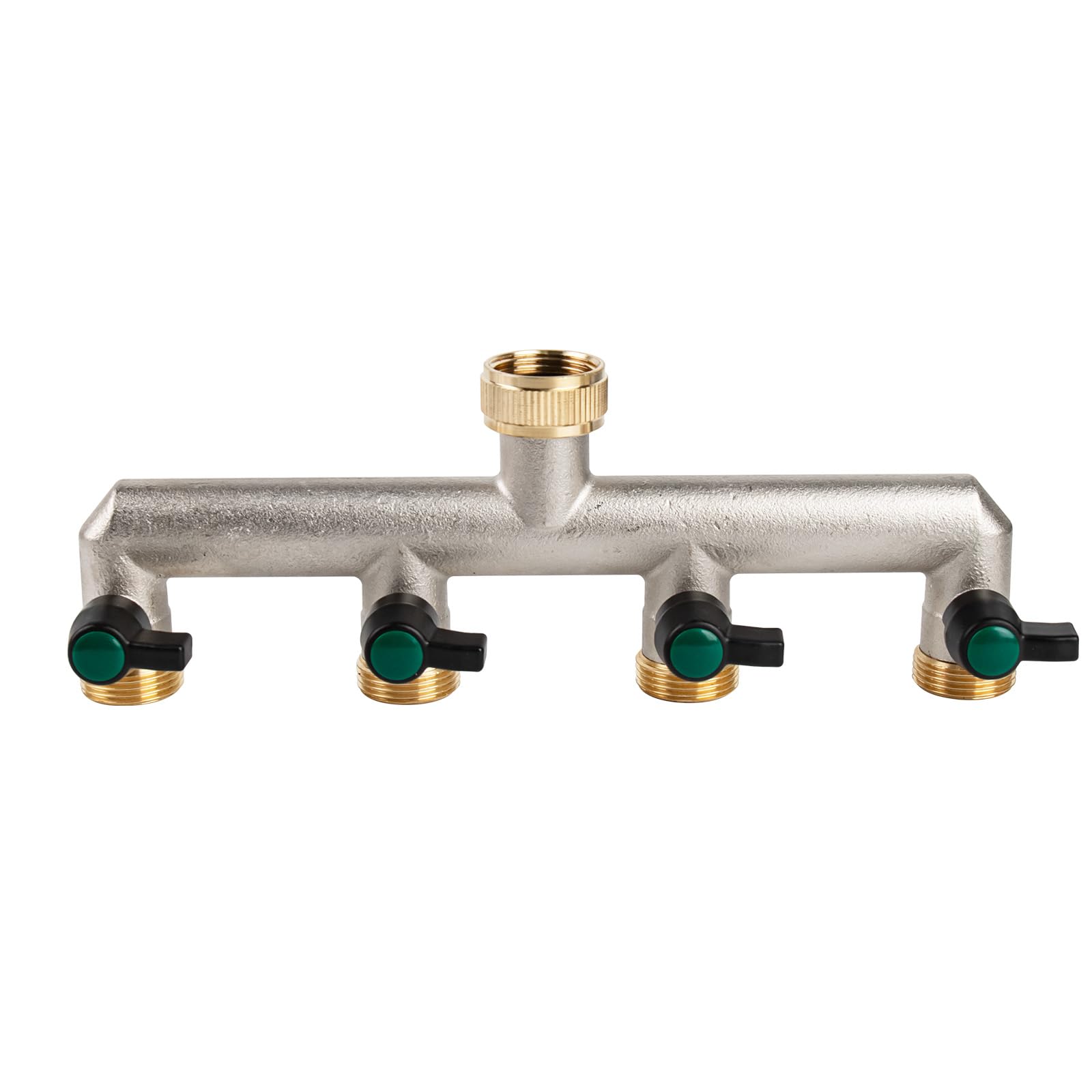 Tesmotor 4 Way Brass Tap Splitter, 3/4 Inch 4 Way Hose Tap Splitter with 4 Individual Valves for Garden Kitchen Faucet