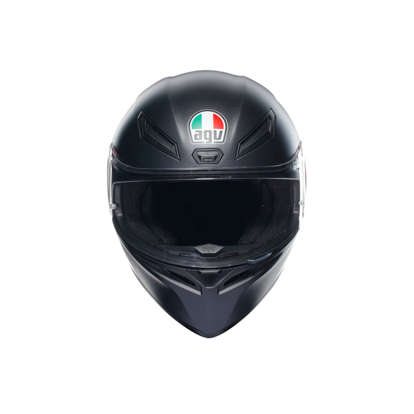 AGV - Helmet K1 S E2206, Full-face Motorbike Helmet, ECE, for Men, Racing Style with Spoiler, Air Intakes and Scratch Resistant Visor, 190° Field of View, with Intercom Ready, Black