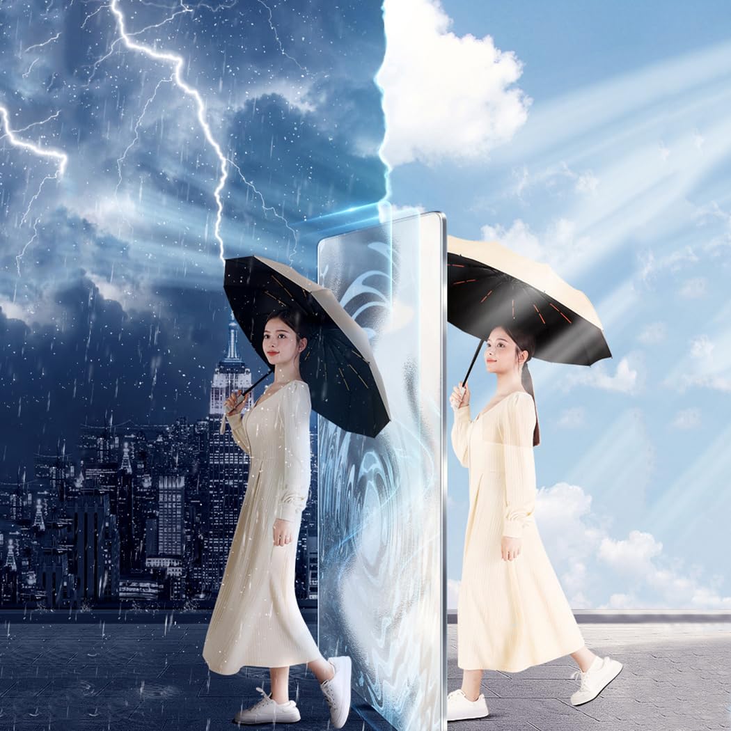 Maibar Umbrella Windproof Strong 24 Ribs Compact Umbrellas Sun UV Protection spf 50 Folding Travel Large Auto Open Close Umbrellas Umbrella (Black)