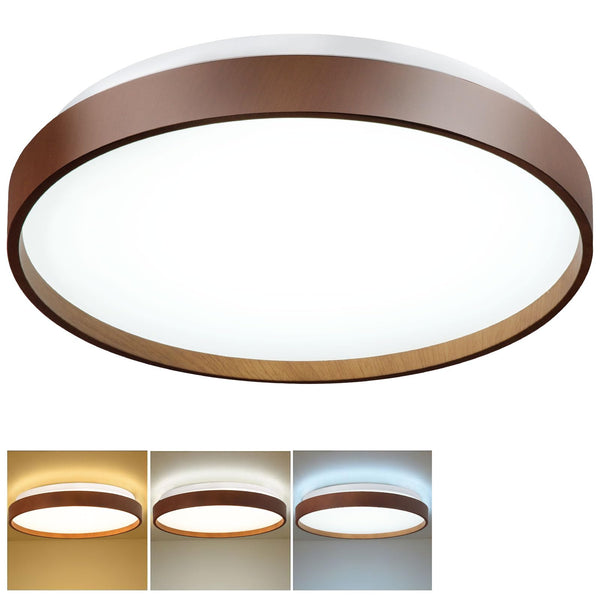 DINGLILIGHTING 13 Inch Wood Grain LED Ceiling Light Fixture, 24W Modern Flush Mount Ceiling Lights, Low Profile Circle Ceiling Lamp for Hallway