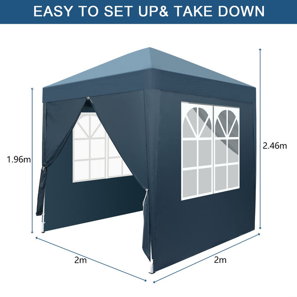 Bonnlo Pop Up Gazebo with Sides 3m x 3m, Easy Setup Instant Outdoor Canopy, Folding Garden Gazebo, Party Tent Grey