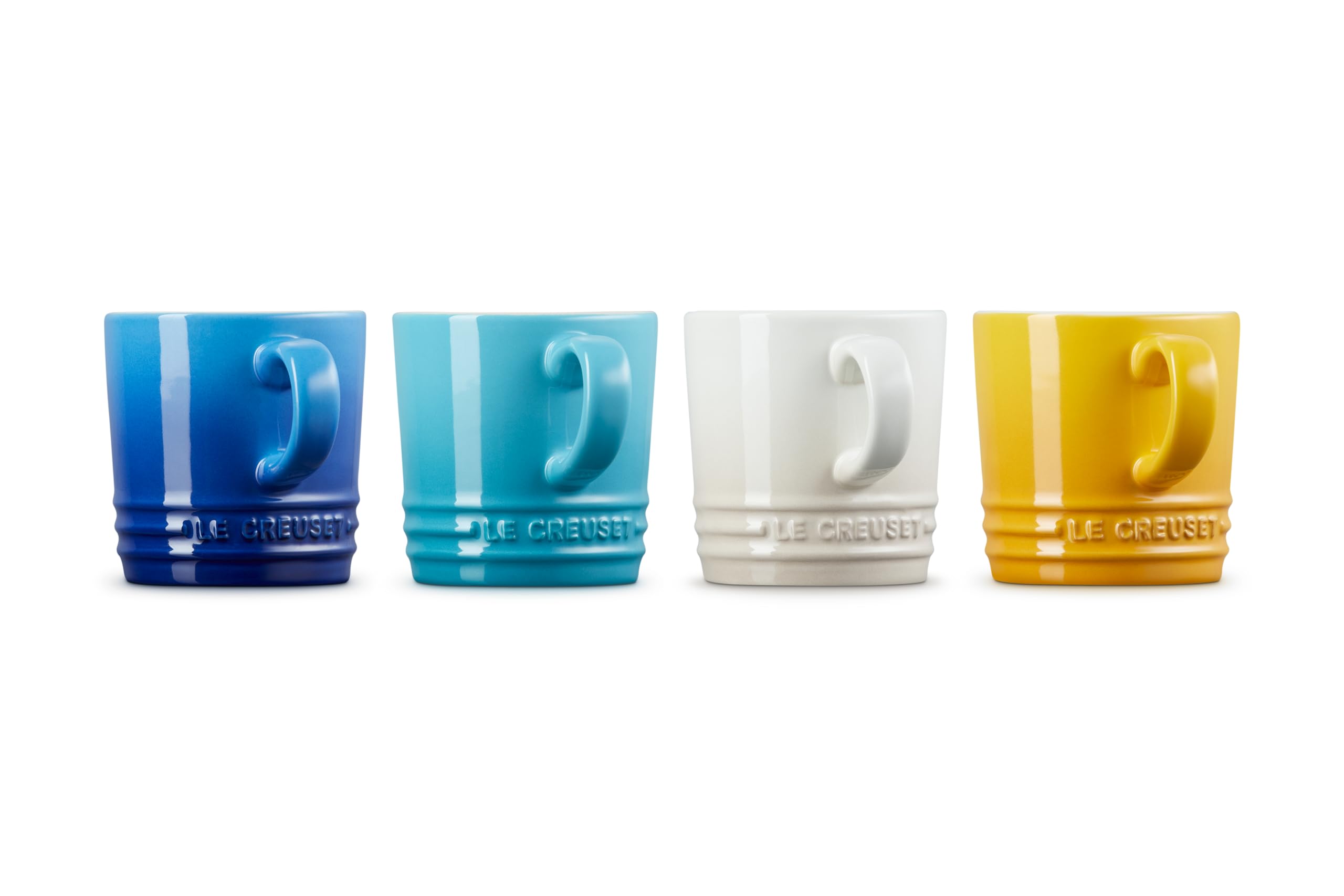 Le Creuset Stoneware Rainbow Coffee Mugs, 350 ml, Cerise, Volcanic, Teal, Ultra Violet, Soleil, Palm, 79114358359030