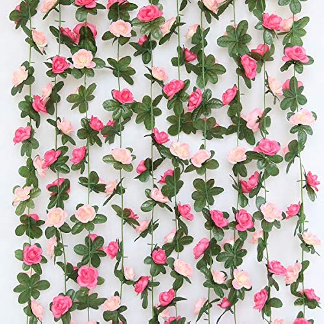 2 Pack Artificial Rose Flower Garland Fake Rose,8.2 ft /2.5m Flower Vine Artificial Flower Hanging Rose Garlands for Home Hotel Office Wedding Party Garden Craft Art Decor