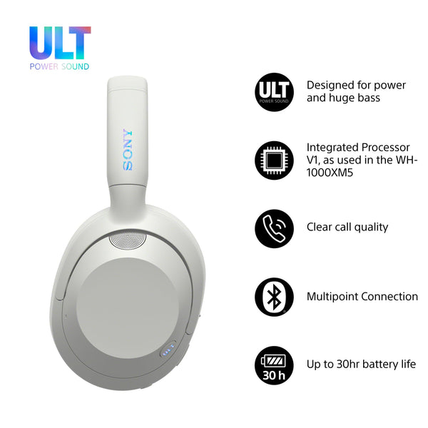 Sony ULT WEAR - Wireless Noise Cancelling Headphones, ULT POWER SOUND, Ultimate Deep Bass, Same Processor as WH-1000XM5, Clear Calls, 30hr Battery, IOS & Android - Black