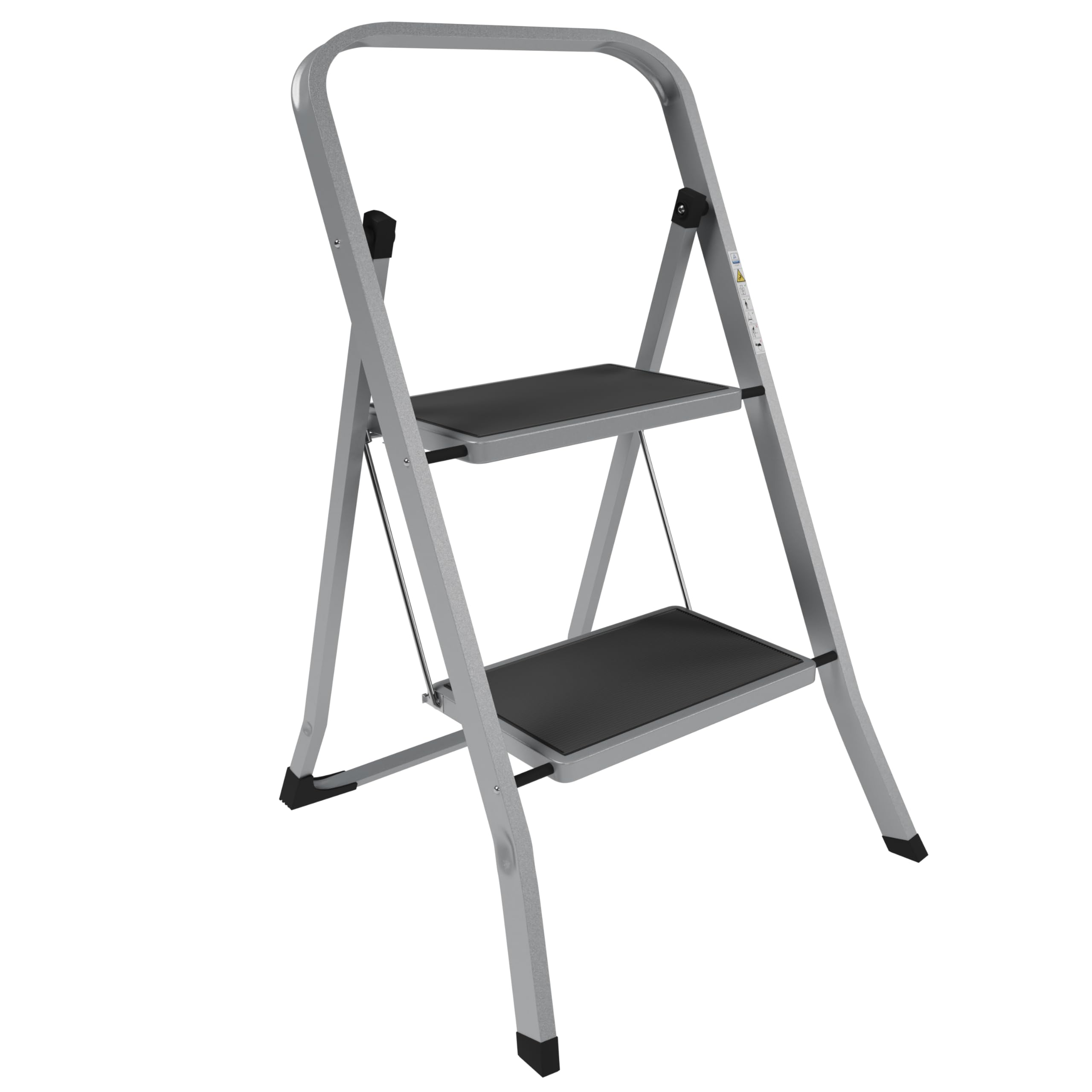 Home Vida 3 Step Ladder - Heavy Duty Steel Folding Ladder with Slip-Resistant and Wide Steps, Folding Mechanism, 150kg Max Load, Home/Kitchen/DIY/Garden Use, White