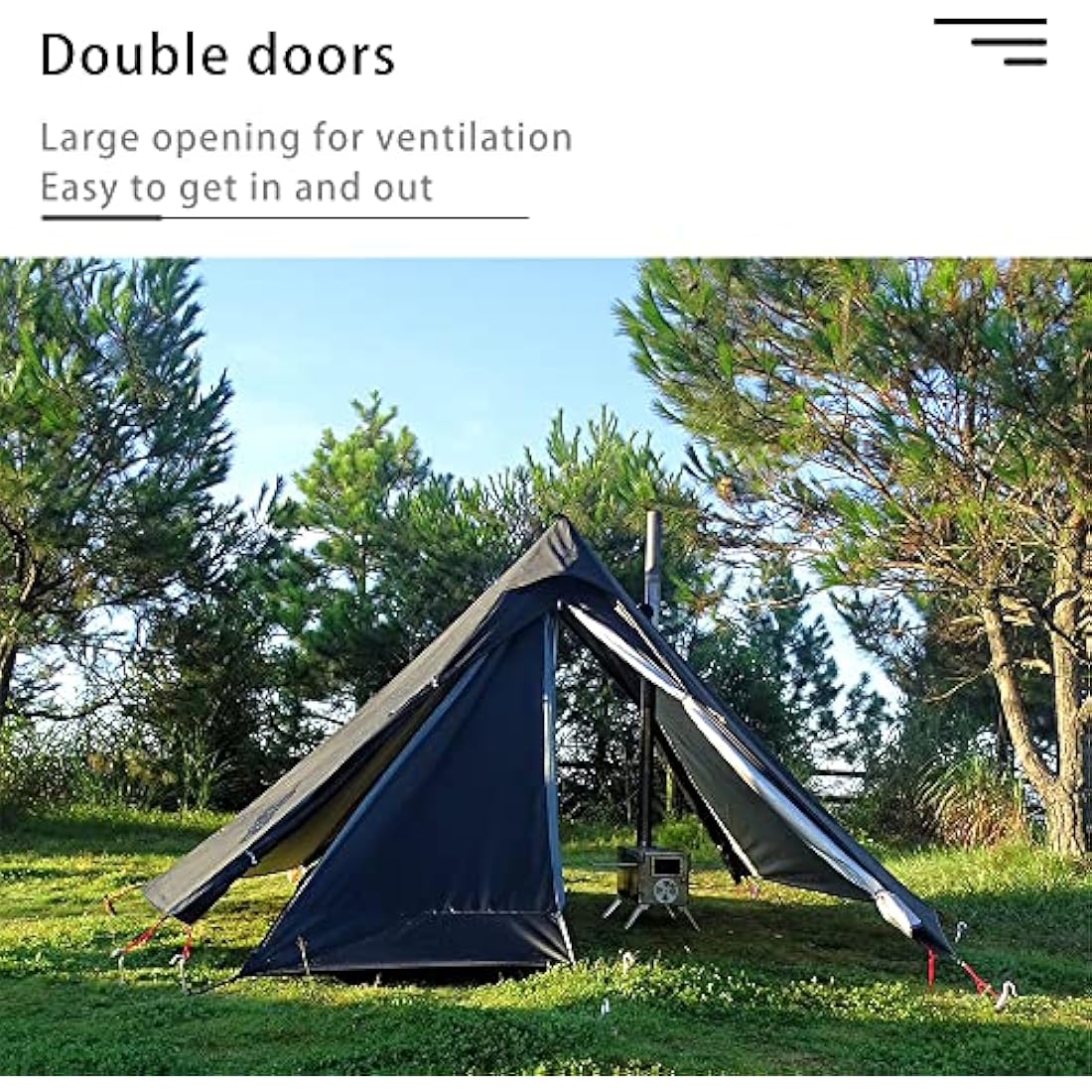 1 Man Tent Lightweight Teepee Hot Tent with Stove Hole Waterproof for Camping Hiking Hunting Fishing Backpacking