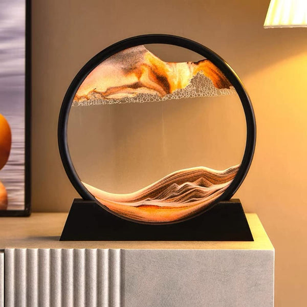 Arthink Moving Sand Art Picture,Liquid Motion 3D Sea Sandscape in Motion Display, Flowing Sand Frame Desktop Art Bookshelves Home Office Decoration(12 inch, Green)