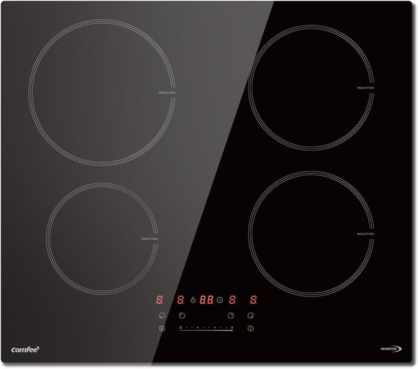 COMFEE' Induction Hob 7400 WATT with 4 Zones Induction Stove with Flexible Zone Built-in induction cooktop,Wiring, Touch control, Automatic Switch-Off, Child Safety Lock, No Plug Included