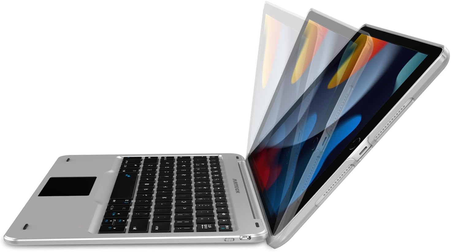 Arteck Keyboard Case with Track Pad for iPad 9th Gen 10.2-inch 2021, Bluetooth Keyboard with Folio Full Protection Case and Touch Pad for Apple 10.2-inch Pad 9 Pad 8, 7 with Swivel Rotating