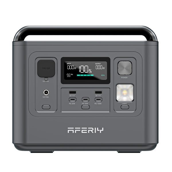 AFERIY Portable Power Station 800W, 512Wh Portable Power Station LiFePo4 Battery, 1-Hour Fast Charging, AC 220V-240V, UPS, 3500+ Charge Cycles, Solar Generator for Outdoor Camping/RV/Home Backup