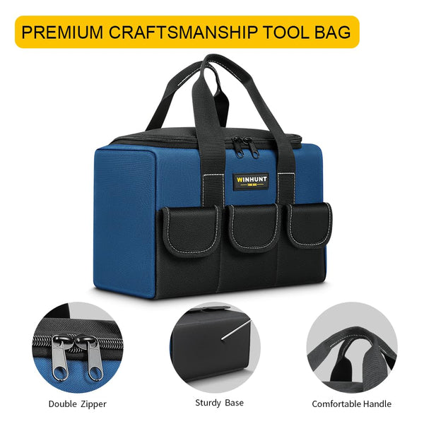 WINHUNT Tool Bag, Compact and Durable 1680 Denier Nylon, Ideal for DIY Enthusiasts and Craftsmen, Tool Organizers, Garden Tool Bag (43cm)