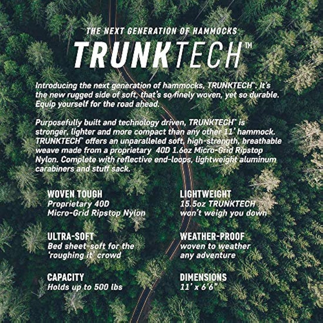 Grand Trunk TrunkTech Double Hammock | Strong, Lightweight & Compact 11' Hammock for Outdoor, Hiking, Backpacking & Travel - Weather-Proof, Ultra-Soft, Reflective Loops, 500lb Capacity (Green/Aqua)