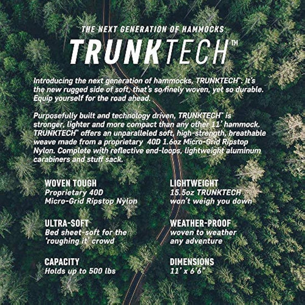 Grand Trunk TrunkTech Double Hammock | Strong, Lightweight & Compact 11' Hammock for Outdoor, Hiking, Backpacking & Travel - Weather-Proof, Ultra-Soft, Reflective Loops, 500lb Capacity (Green/Aqua)