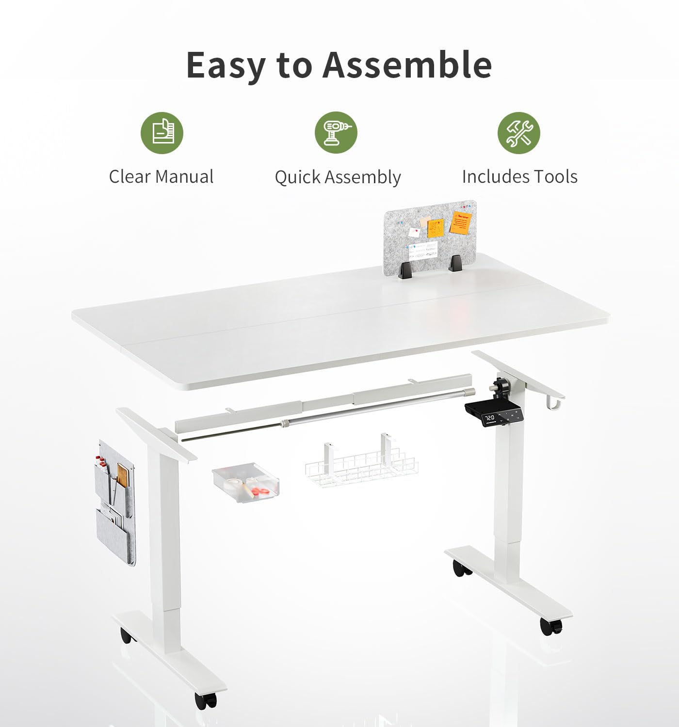 MAIDeSITe Height Adjustable Standing Desk Electric Standing Desk Sit Stand Desk Stand Up Desk with Cable Tray 120 * 60cm Desktop for Home Office