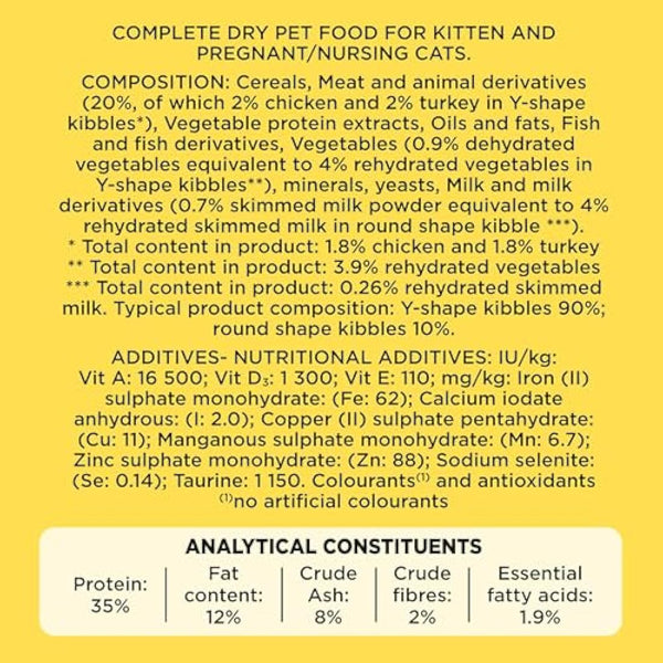 GO-CAT Kitten Chicken, Turkey and Milk Dry Cat Food 2kg, Pack of 4