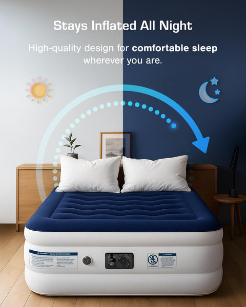 Active Era Luxury Single Inflatable Mattress | Puncture Proof Single Airbed with Flock Coating | Quick 3 Mins Blow Up Bed with Built-in Pump | Portable Air Bed for Home, Camping & Guests 187x99x53cm