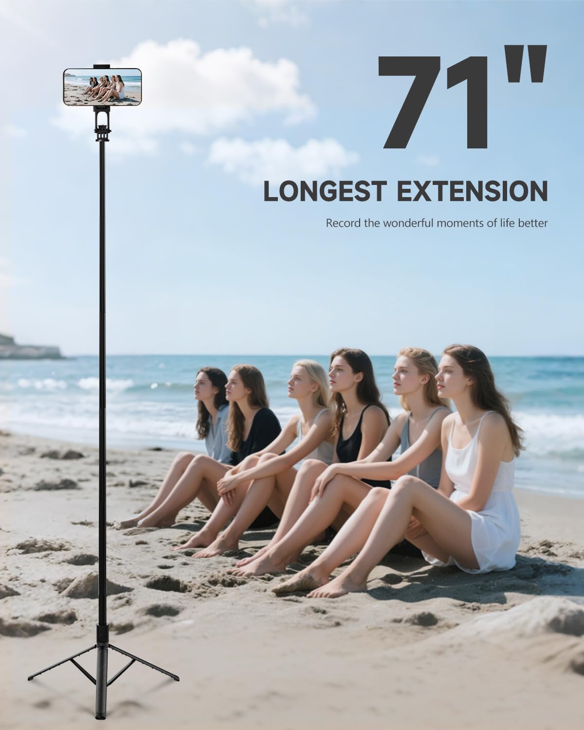 RISEOFLE Phone Tripod & Selfie Stick, 180cm Aluminum All in One Extendable Tripod for Smartphone, Portable Travel Tripod Stand with Wireless Remote Control for iPhone/Samsung/Android/Camera