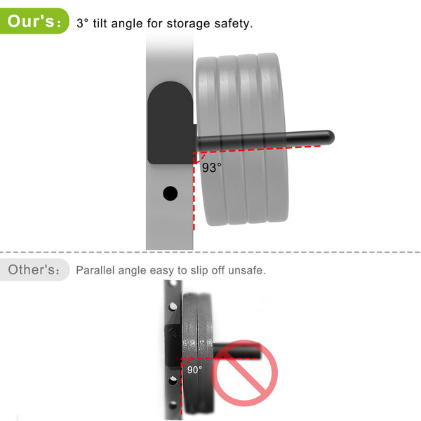 Kipika J-Hooks and Weight Plate Holder Set for 3" x 3" Power Rack with 5/8" or 1" Hole - Squat Rack Attachments for Strength Training and Weight