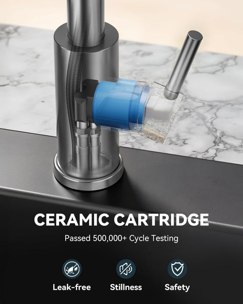 Warmiehomy 5 Modes Kitchen Taps Mixer with Pull Out Spray,High Arc 360° Swivel Dual Spout Pull Down Stainless Steel Kitchen Sink Taps,Brushed Nickel