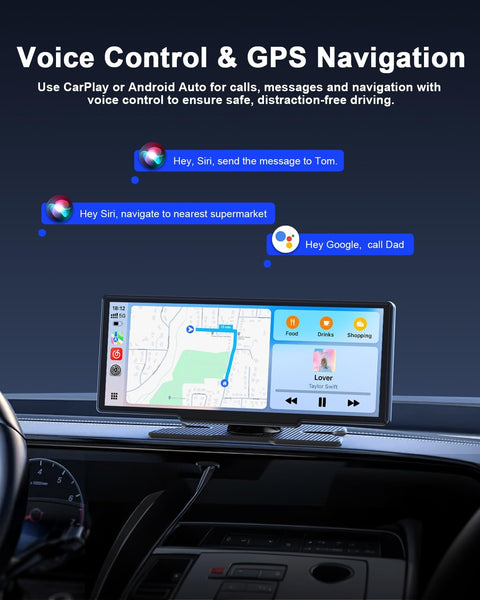 Avylet 8.1" Wireless Car Stereo for Apple Carplay & Android Auto, Portable Carplay Screen for Car, Reversing Backup Camera, OTA Upgrade, GPS Navigation/Voice Control/Mirror Link/Bluetooth/AUX/FM