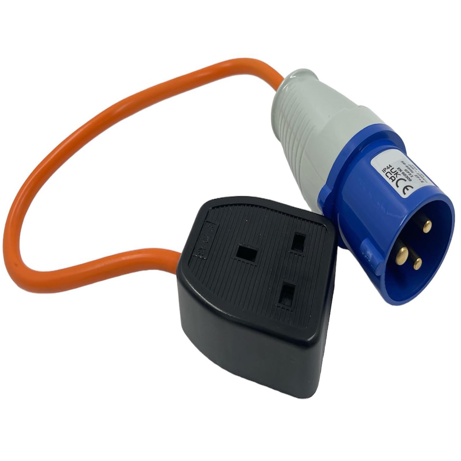 16amp to 13amp Adapter Hook Up Cable 3 Pin UK Electric Hook Up Adapter 230v for Camping Caravan Motorhome Mains to UK Plug (3 Pin to UK Hook Up)