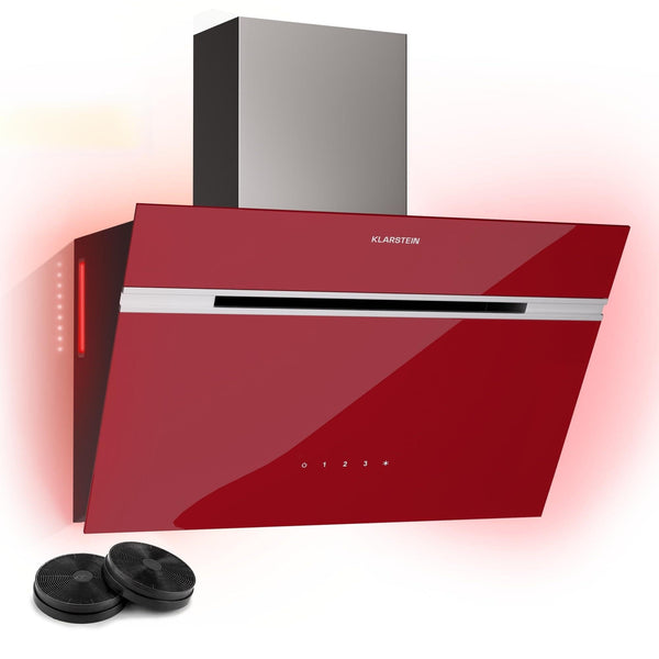 Klarstein Alina 90 Angled Cooker Hood - 600m³/h Air Flow, Touch Panel, LED Backlighting, Quiet 63dB, Energy Class A, 90cm Extractor Hood, Black