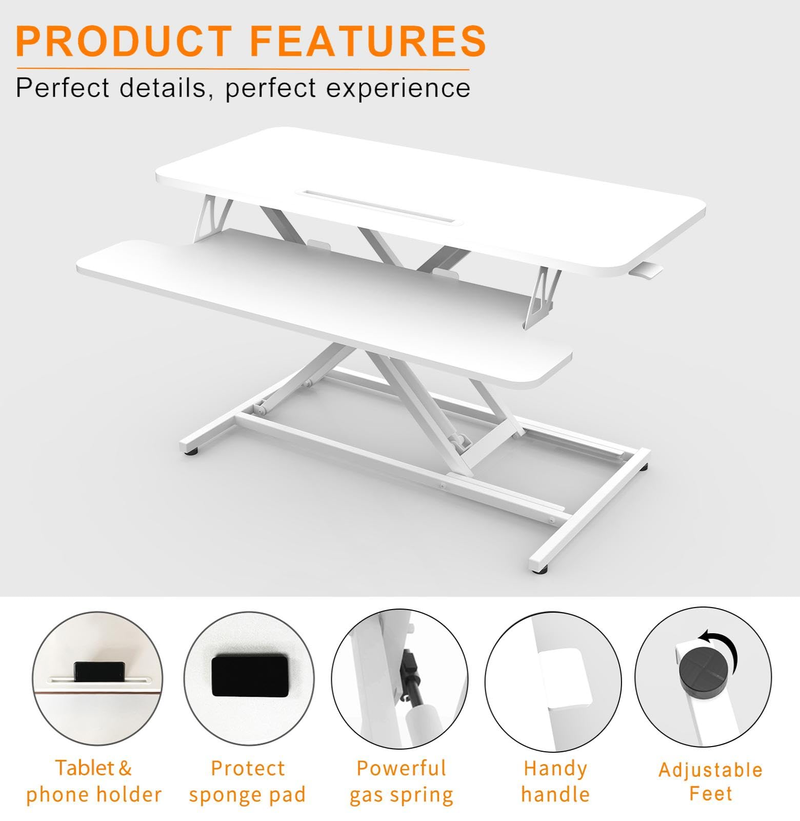 ERGOMAKER Standing Desk Converter, 36"/91cm Wide Height Adjustable Quick Sit to Stand Up Desk Riser for Dual Monitor