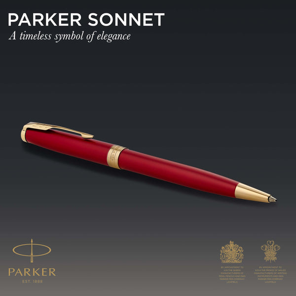 Parker Sonnet Ballpoint Pen | Stainless Steel with Gold Trim | Medium Point | Handwriting Pens & Stationery Supplies | Black Ink | Gift Box