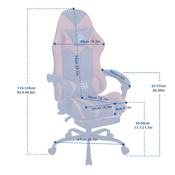 Play haha.Ergonomic reclining seat with footrest adjustable headrest and lumbar cushion high back support padded armrests PU leather finish for gaming home or office use