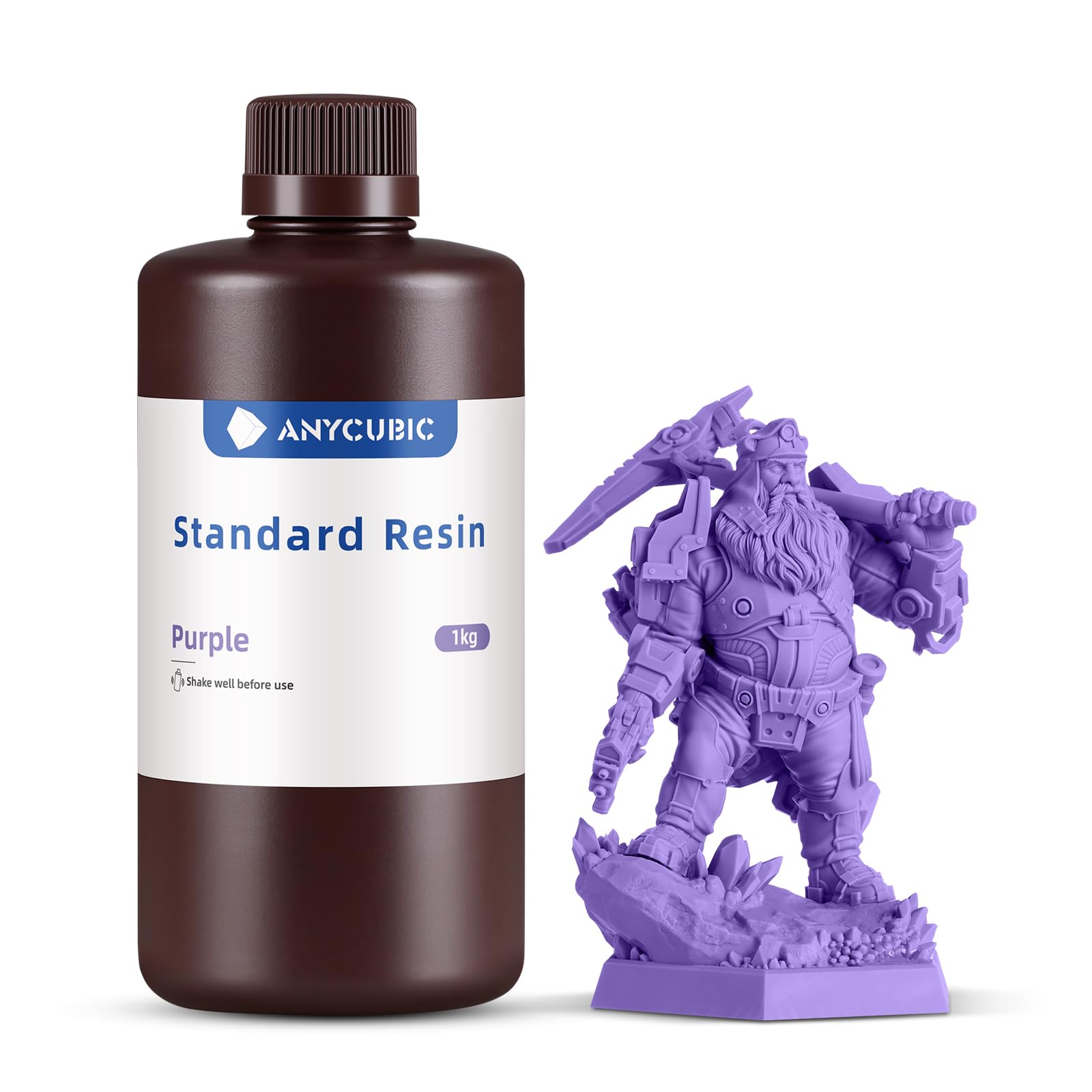 ANYCUBIC Standard 3D Printer Resin, LCD UV 405nm Rapid Photopolymer 3D Resin for 6K/8K/12K/14K LCD 3D Printers(1000g, Grey)