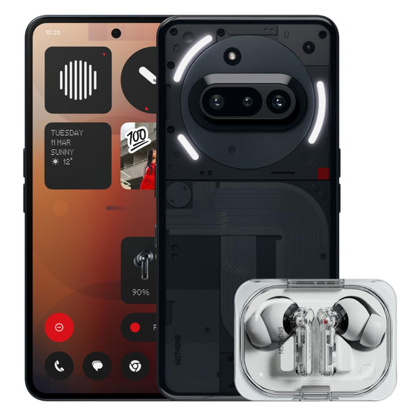 Nothing Phone (3a) 128 GB - mobile phone with 32 MP front camera, 30x ultra zoom - White + Nothing Ear (a) White