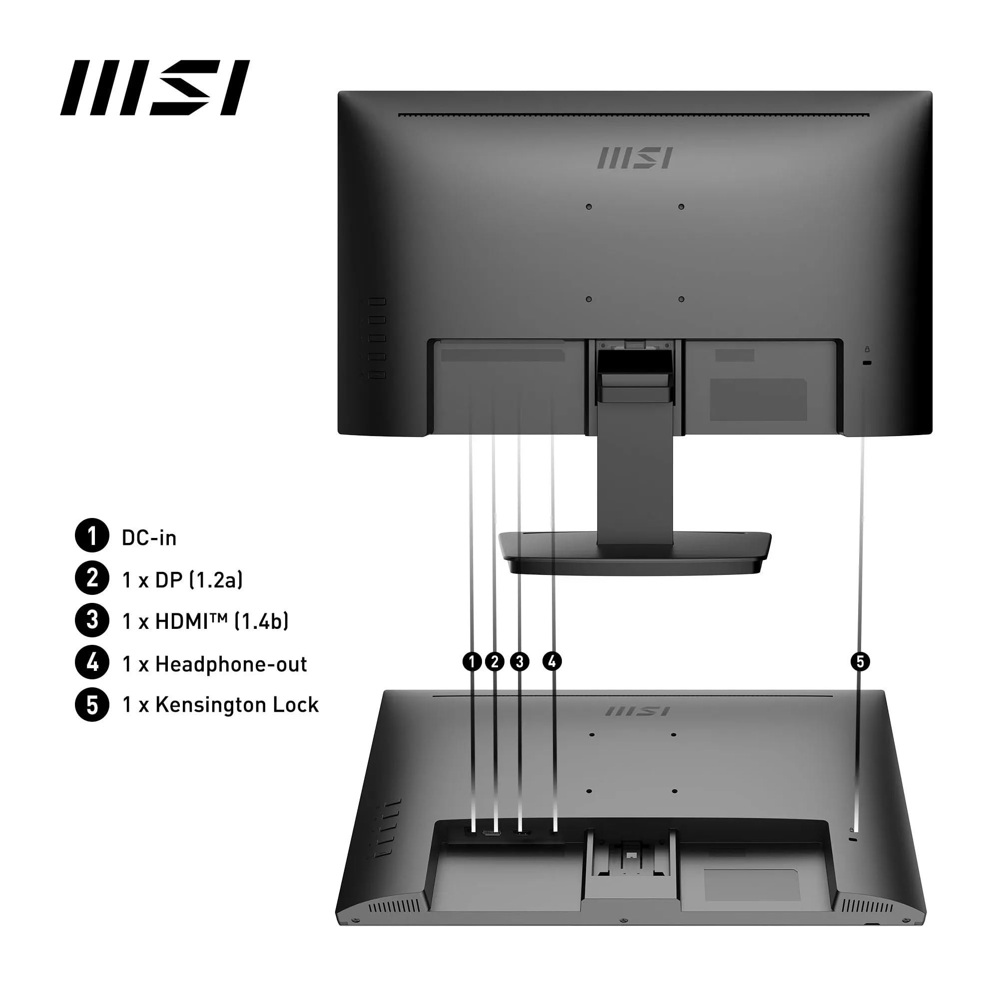 MSI PRO MP251 24.5 Inch Full HD Office Monitor - 1920 x 1080 IPS Panel, 100 Hz, Eye-Friendly Screen, Built-in Speakers, Tilt-Adjustable - HDMI 1.4b, D-Sub (VGA)