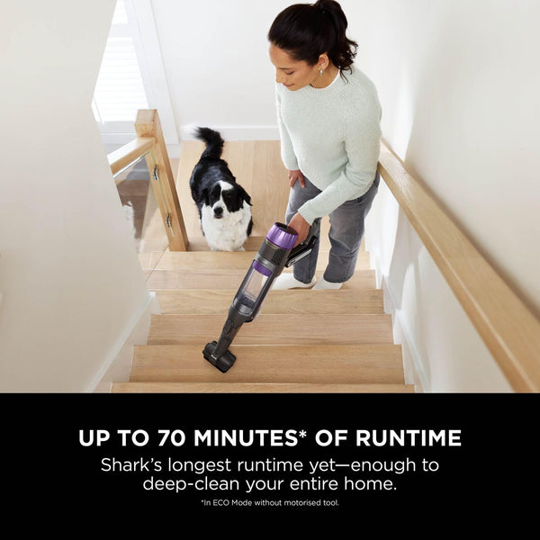 Shark PowerDetect Cordless Vacuum Cleaner, DuoClean Detect, Reverse Clean, Anti Hair Wrap Plus, Lightweight, 70 Min Runtime, Pet, Crevice & Multi-Surface Tools, Flexible, Handheld Mode, Grey IP1251UKT