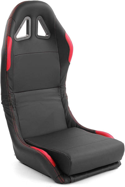 TZ x1 Universal Folding Bucket Sports Seat Black & Red Vinyl Car Racing Simulator Sim