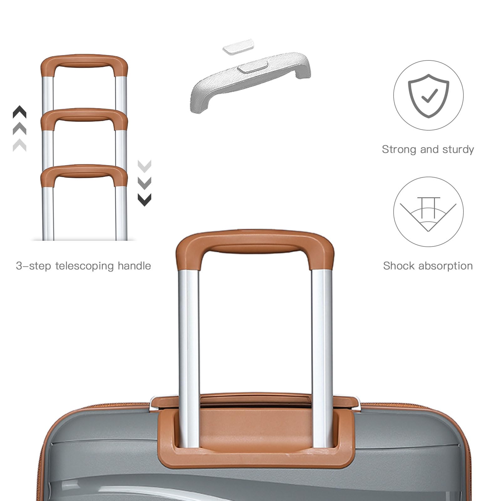 Kono Luggage Sets of 2 Piece Lightweight Polypropylene Hard Shell Suitcase with TSA Lock Spinner Wheels Travel Carry On Hand Cabin Luggage with Beauty Case (Set of 2, Black)