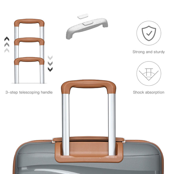 Kono Luggage Sets of 2 Piece Lightweight Polypropylene Hard Shell Suitcase with TSA Lock Spinner Wheels Travel Carry On Hand Cabin Luggage with Beauty Case (Set of 2, Black)