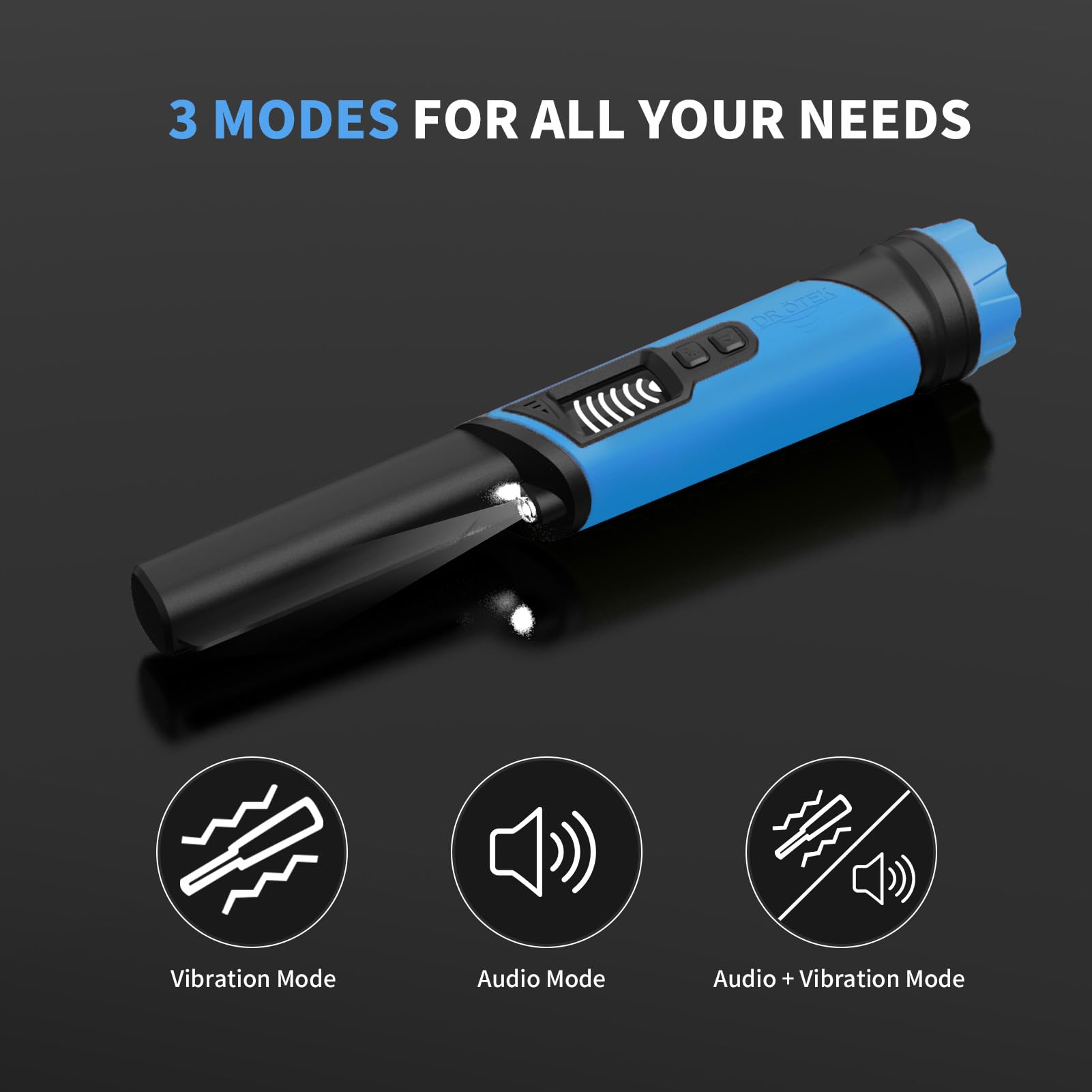 DR.?TEK Metal Detector Pinpointer, IP68 Fully Waterproof Handheld Pin Pointer with LCD Screen, Innovative Interference Cancellation Function, Higher