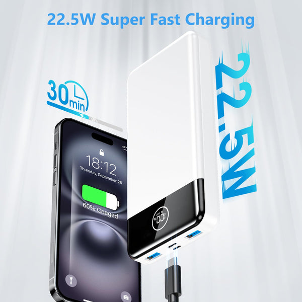 Power Bank Fast Charging 26800mAh, Portable Charger PD22.5W, PD3.0 QC4.0 USB-C/USB-A Output, Phone Battery Pack for iPhone 16 15 14 13 Plus Pro Max Mini, Glaxy