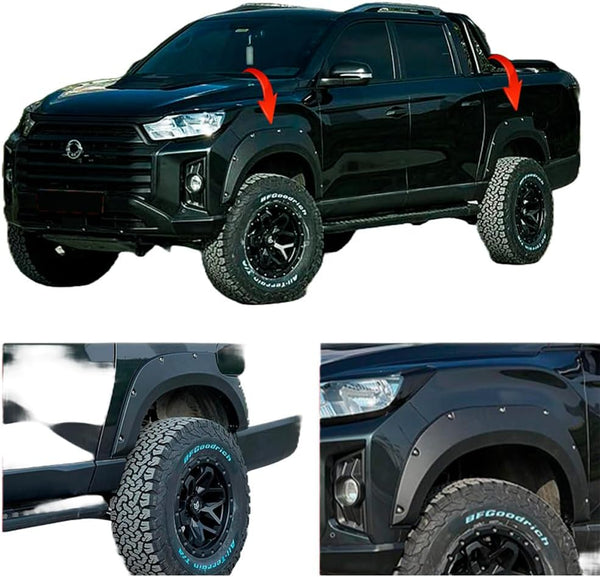 Oneway Set Fender Flares compatible with SsangYong Musso Grand (Short wheel base) 2018-2020 - Matt black