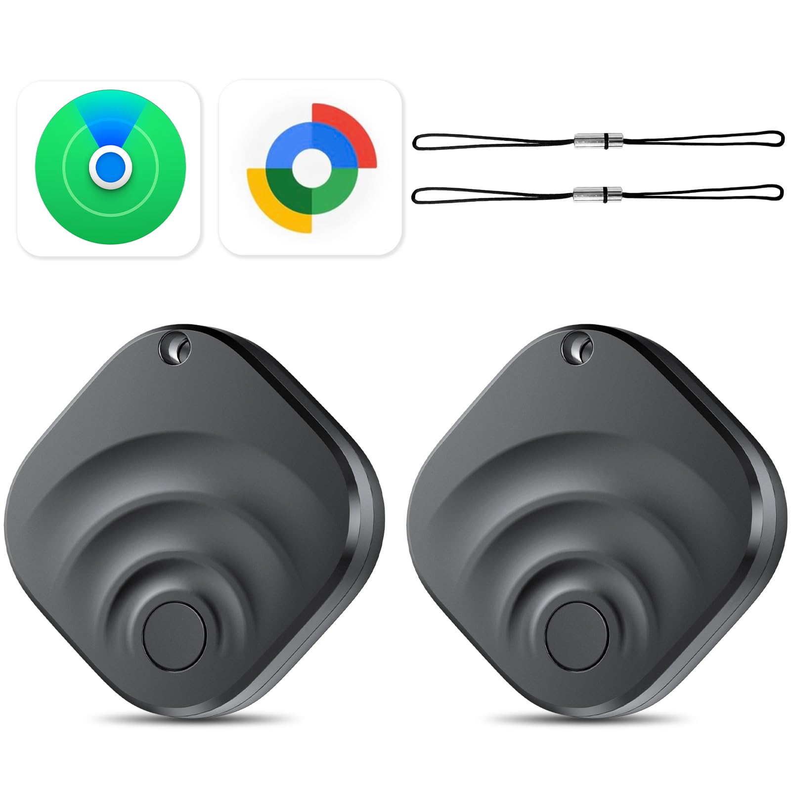 Smart Air Tracker Tag 2 Pack for iOS or Android, 2 in 1 Bluetooth tracker Tag Works on Google and Apple's "Find My" app, 2 Years of Use, IP67 Waterproof Key Finder/Item Finder/Luggage Tracker[Tagigo]