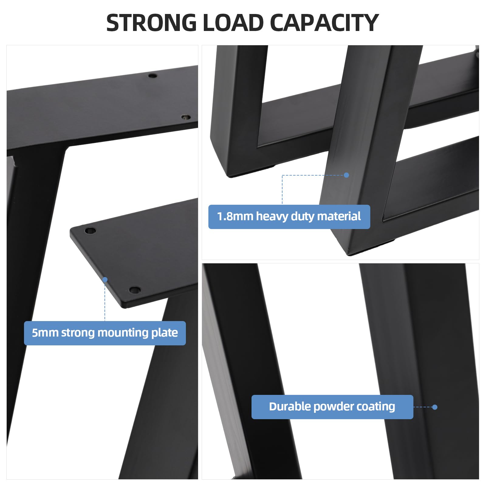 INMOZATA Table Legs Set of 2, Heavy Duty Industrial Trapezoid DIY Furniture Legs Coffee Table Legs with Screws for DIY Table Desk Breakfast Bar Stand Bench (W70cm X H90cm)
