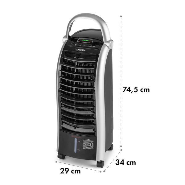 Klarstein 65W Portable Air Cooler, 4-In-1 Evaporative Air Coolers for Home, Silent with Night Mode, Humidifier, Ventilator, Small Water Cooler, 6 L Ice Fan Portable Cooler, 444m³/h Air Flow, White