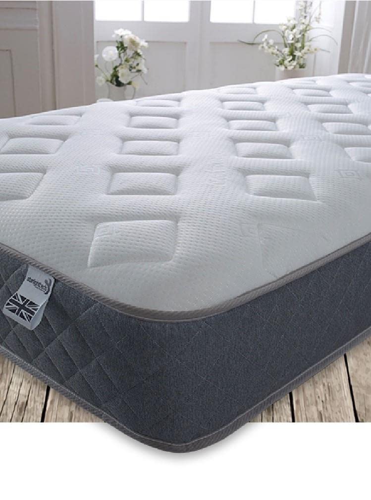 Starlight Beds Essentials Jump n Tac Small Single Memory Foam Mattress with Springs. 7.5 Inch Hybrid 2ft6 Budget Mattress. Soft, Grey Border (75 x 190