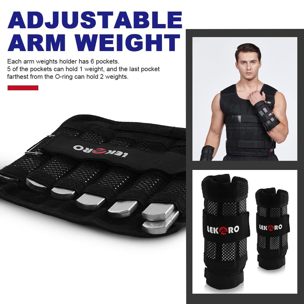 Adjustable Weighted Vest 44LB Workout Weight Vest Training Fitness Weighted Jacket for Man Woman (Included 96 Steel Plates Weights)