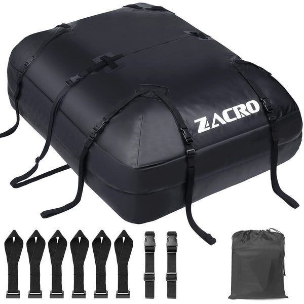 Zacro Car Roof Bag 425 Litres 15 Cubic Feet Cargo Bag, Foldable and Waterproof Car Top Carrier, Straps for Any Car with Roof Rack or No Rails